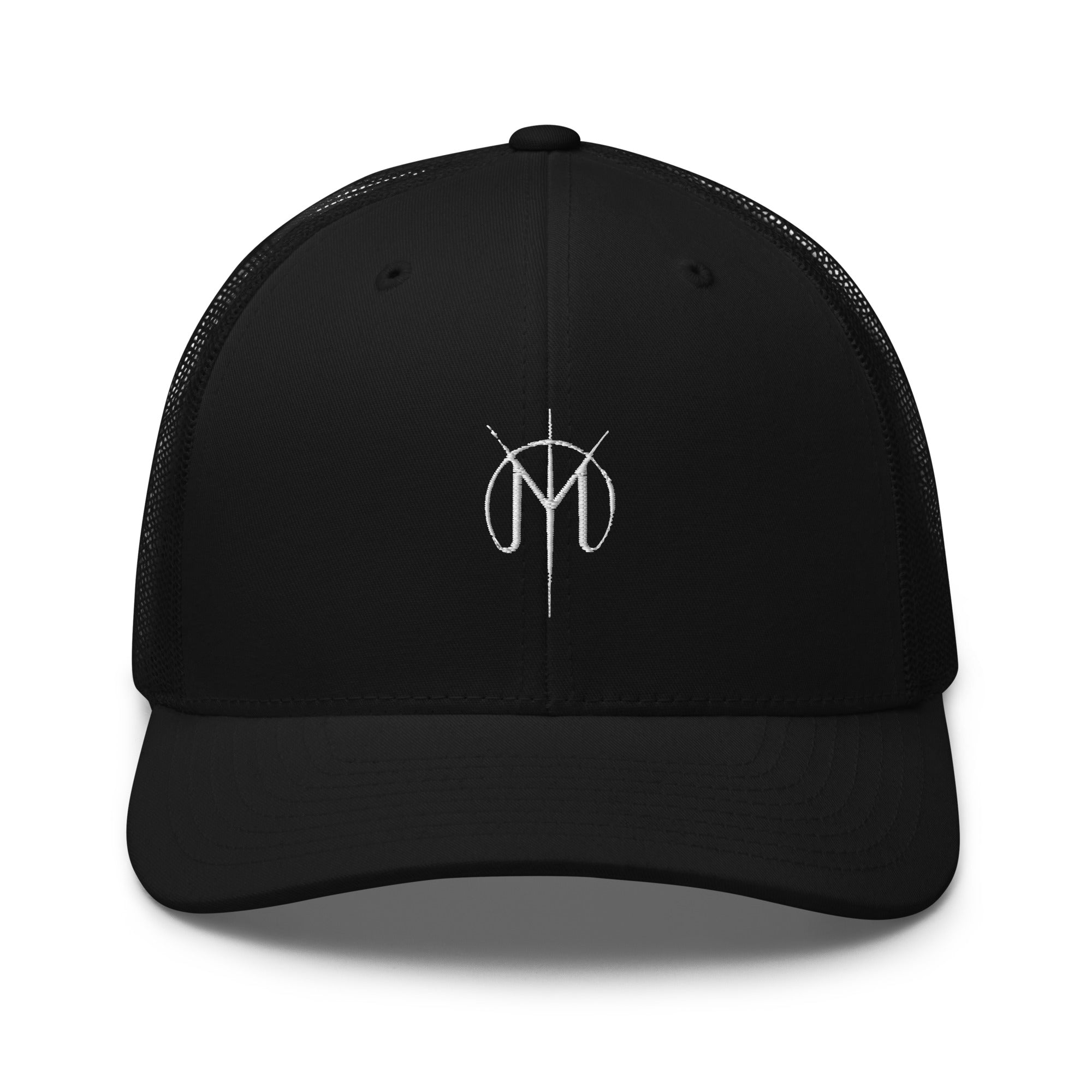 Black cap with a Letters from Mars M logo on a white background